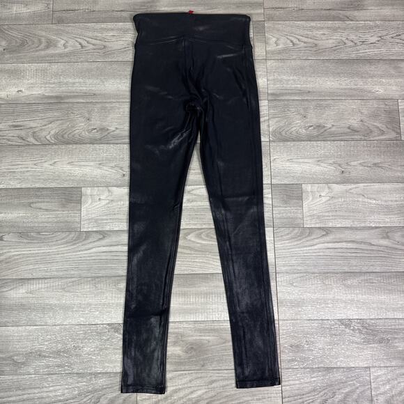 SPANX Faux Leather Pull On Stretch Leggings Black sz XS Petite - Picture 5 of 6